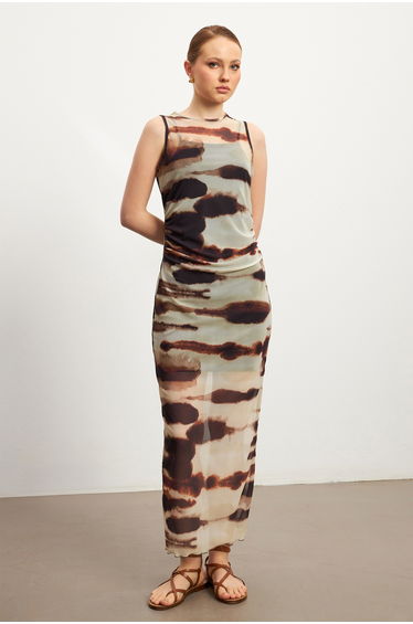 Women's Special Design Tulle Pattern Sleeveless Lined Dress