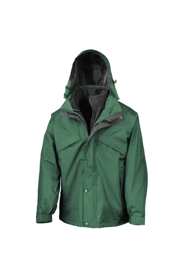 Result Mens 3 In 1 Zip And Clip StormDri Waterproof Windproof Jacket - Bottle Green