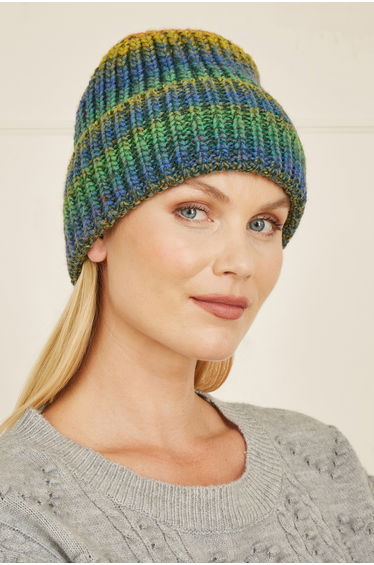 Yumi Multi Knitted Ombre Beanie Hat