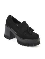 Round Toe Tassel Medium Heeled Women's Loafer - 3