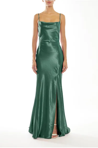 Pippa Emerald Green Bridesmaid Cowl-Neck Slip Dress