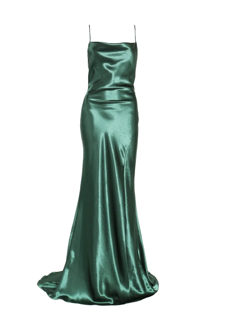 Shop Pippa Emerald Green Bridesmaid Cowl-Neck Slip Dress Online in Bahrain
