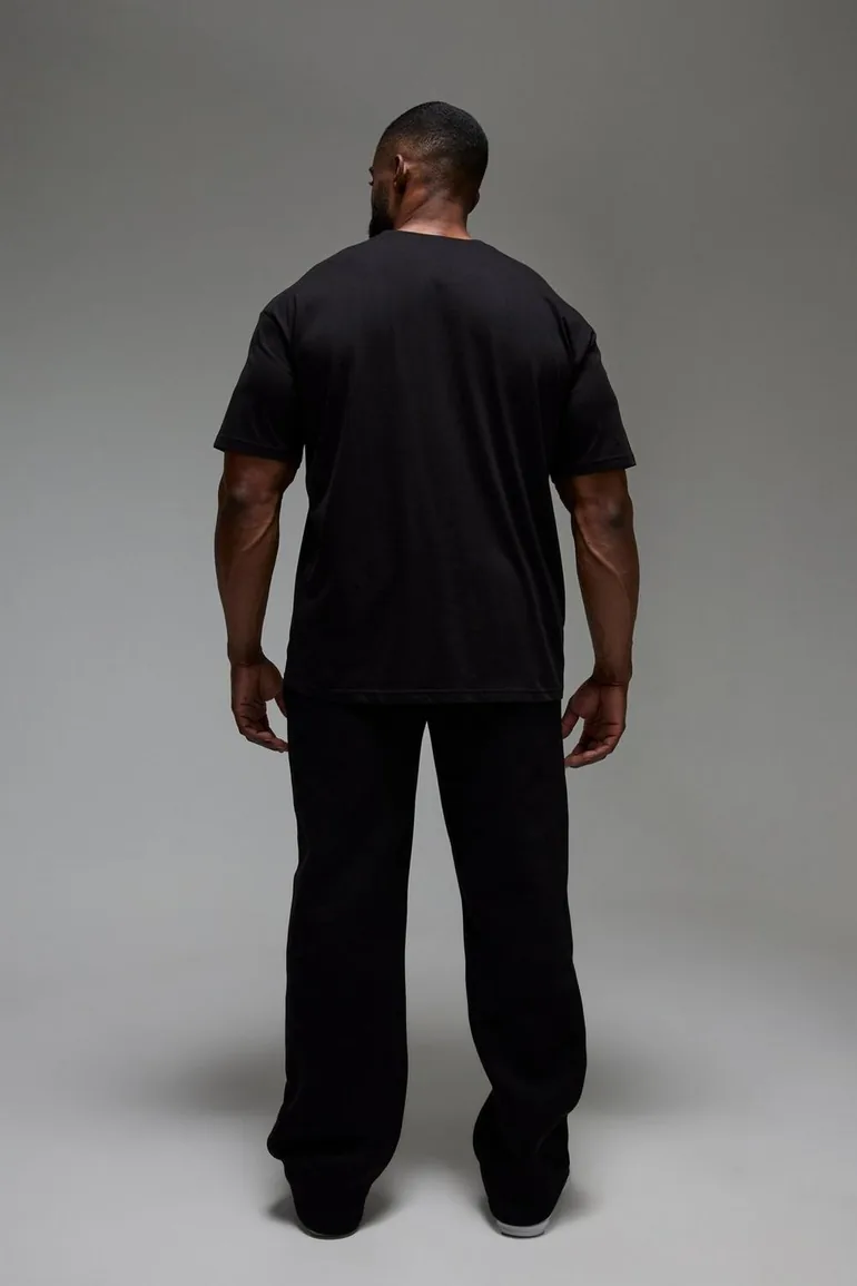 تيشيرت رياضة رجالي بتصميم واسع - أسود  - 1