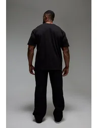 تيشيرت رياضة رجالي بتصميم واسع - أسود  - 1