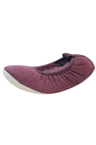 Eastern Counties Leather Womens/Ladies Sheepskin Lined Ballerina Slippers - Plum