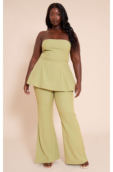 olive Woven Tailored Straight Leg Trousers