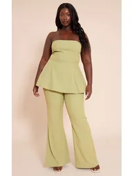 olive Woven Tailored Straight Leg Trousers