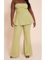 olive Woven Tailored Straight Leg Trousers - 1