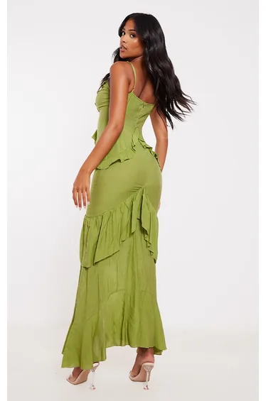 فستان ماكسي بكشكش- طويلات القامة