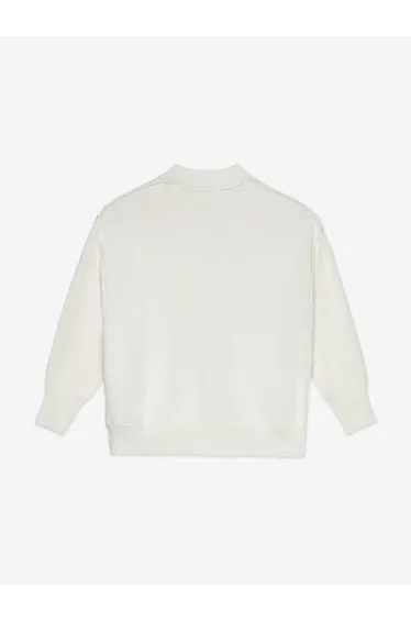 Palm Angels Girls Neck Logo Knit Sweatshirt in Ivory