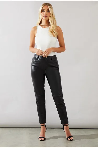 Petite Faux Leather Jeans