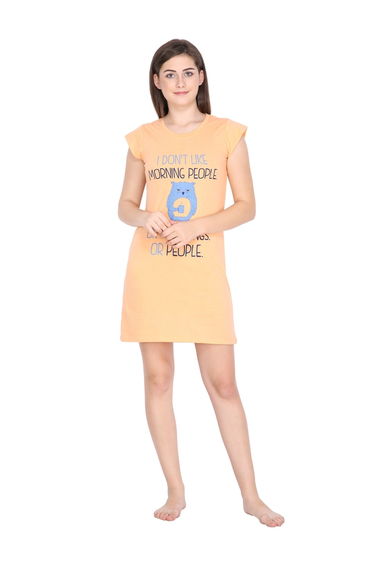 Women Peach Cotton Blend Sleepshirt