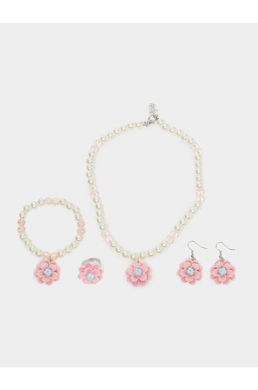 Pack of 4 - Beaded Necklace with Ring and Bracelet with Earrings