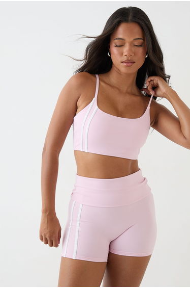 DSGN Studio Sculpt Side Stripe Fold Over Mini Short - baby pink