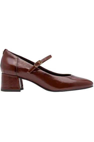 Heeled Leather Mary Jane Ballet Pumps