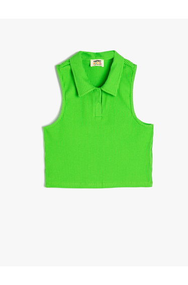 Crop Tank Top Polo Neck