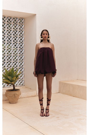 Dark Plum Puffball Playsuit