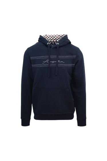 Aquascutum Mens Signature Regular Hoodie - Navy
