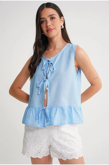 Mixray Frilly Tie Front top