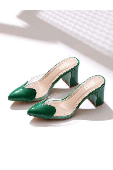 Plain Pointed Toe Block Heel Mules