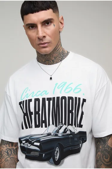 Tall The Batmobile Oversized License Print T-shirt - white