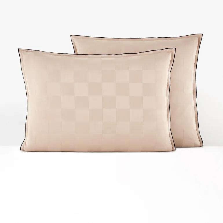 Victor Checkerboard 100% Washed Cotton Satin 300 Thread Count Pillowcase