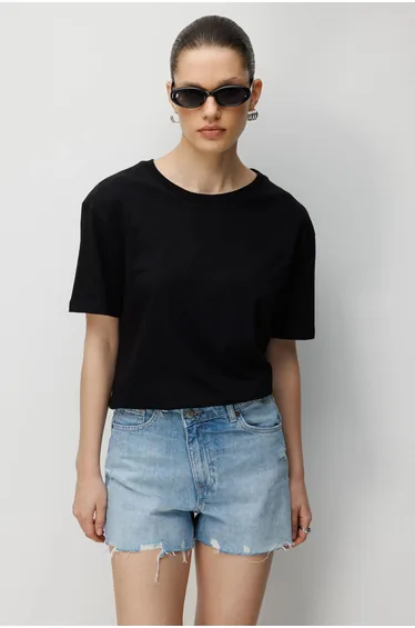 MIXRAY Oversized Ribbed Crew Neck T-Shirt