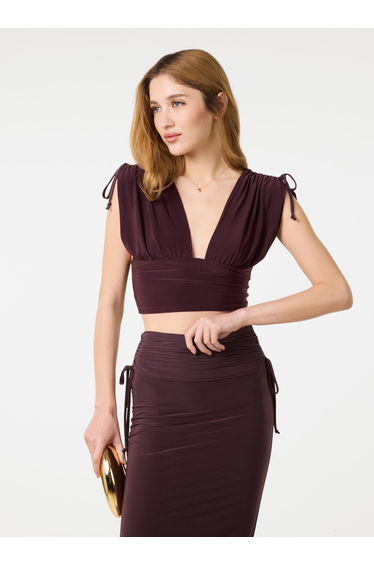 Ruched Shoulder Crop Top