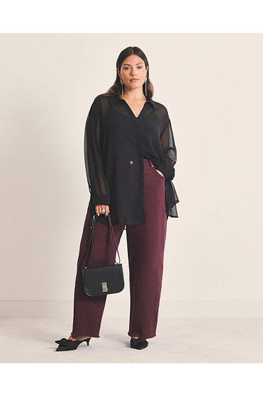 Black V Neck Sheer Shirt