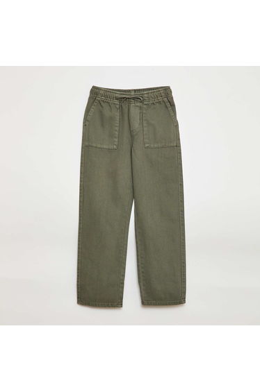 Joggers with Elasticated Waistband and Drawstring GREEN