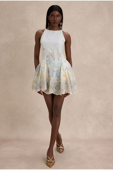 Floral Embroidered Sleeveless Mini Dress
