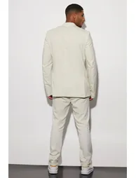 Tall Single Breasted Slim Linen Suit Jacket - ecru - 1