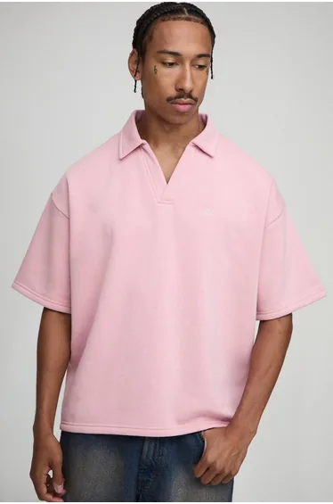 Oversized Boxy B Embroidered Short Sleeve Rugby Polo