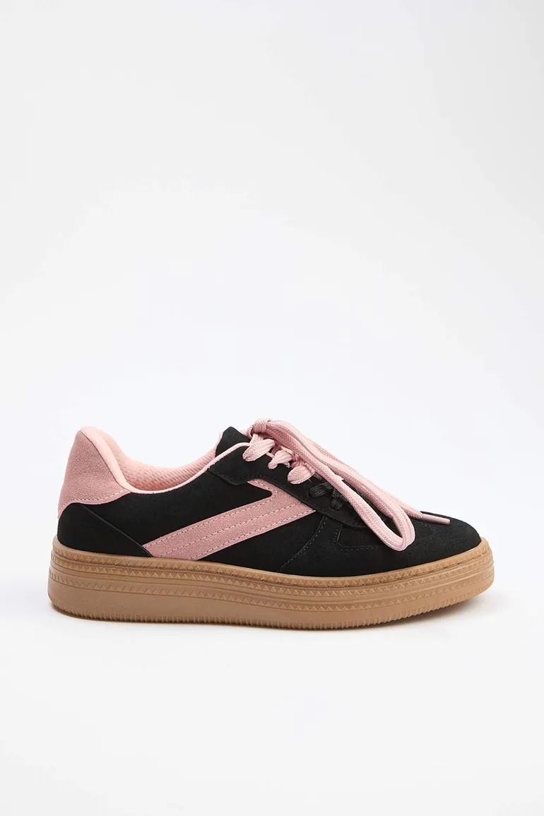 Black Two Lace Dual-Use Women's Retro Sneakers