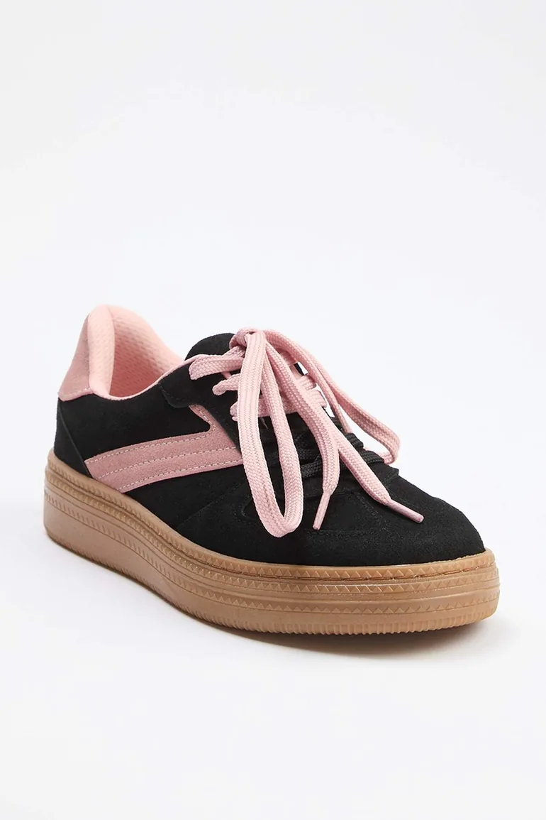 Black Two Lace Dual-Use Women's Retro Sneakers - 2