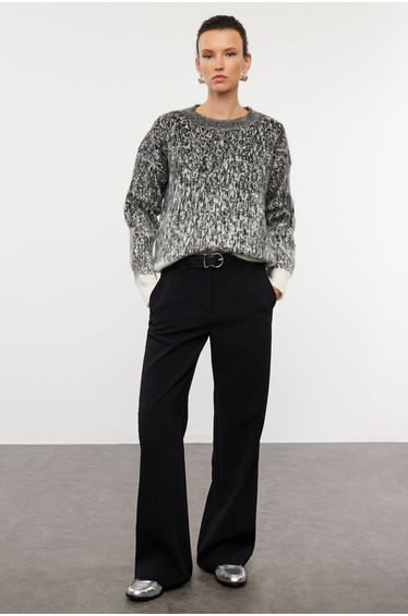 Anthracite Soft Textured Patterned Knitwear Sweater