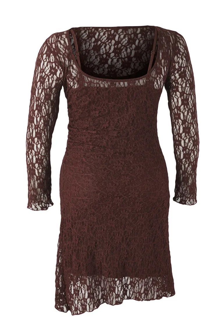 Brown teen lace knitted mini plus size dress Trendyol Curve Brown : Dresses : VogaCloset Libya Brown teen lace knitted mini plus size dress Trendyol Curve Brown : Dresses : VogaCloset Libya