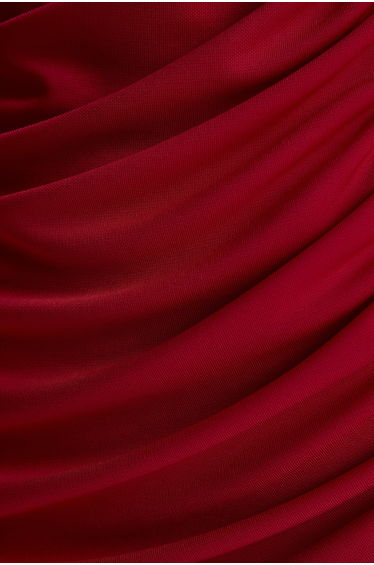Jovita | Red Scoop-Neck Maxi Dress With Gathered-Detailing