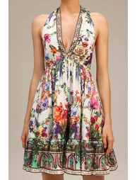 Emier V-neck Floral Printed Mini Dress - 4