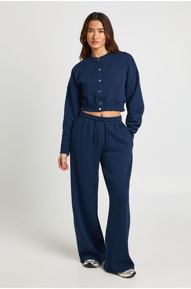 Fitted Bomber Sweatshirt Tracksuit - navy