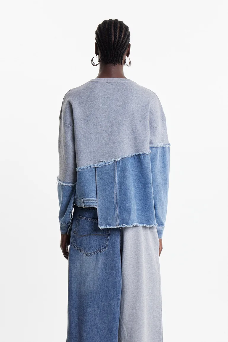 Clara Asymmetric Denim Top In Blue - 3