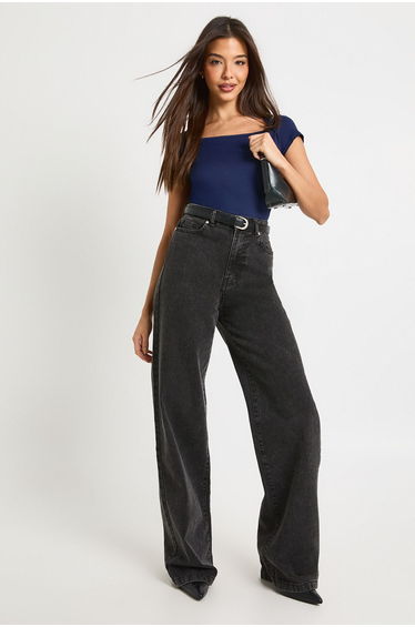 Super Soft Square Neck Cap Sleeve Top - navy