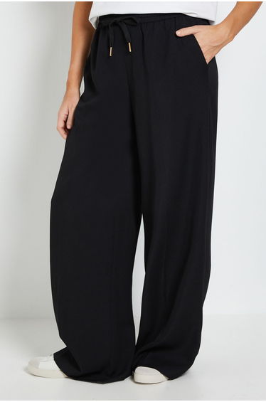 Tie Waist Wide Leg Trousers