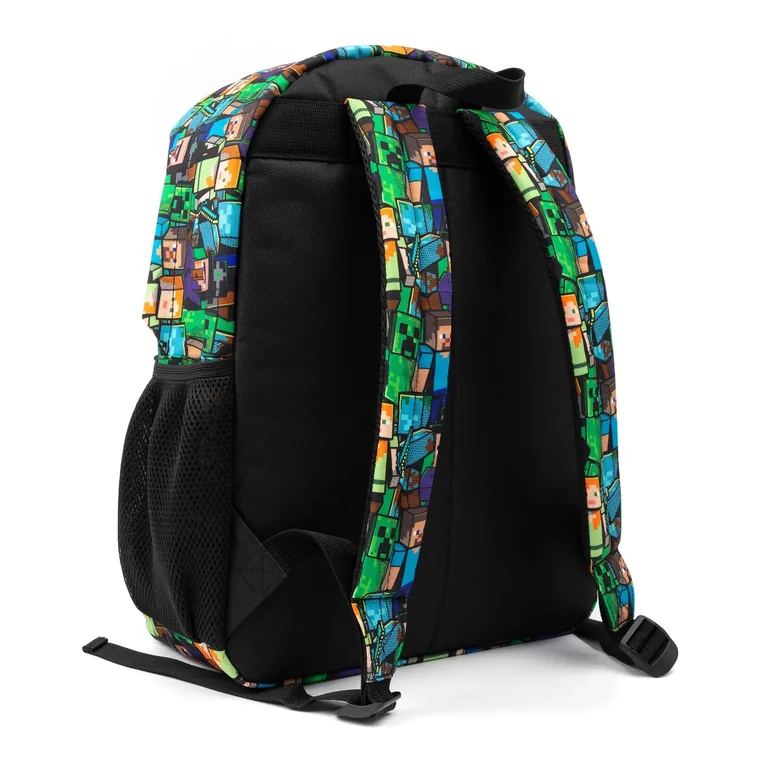 Minecraft Childrens/Kids All-Over Print Backpack - Black/Green - 1