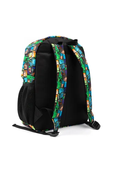 Minecraft Childrens/Kids All-Over Print Backpack - Black/Green