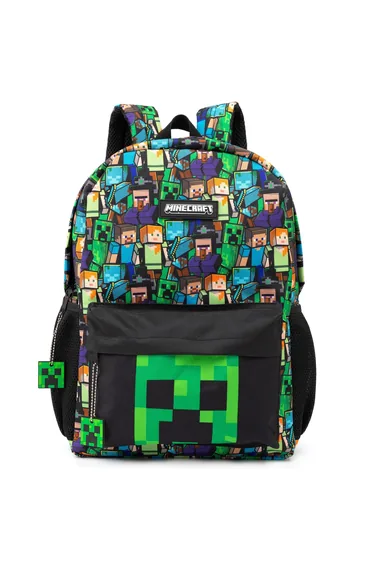 Minecraft Childrens/Kids All-Over Print Backpack - Black/Green