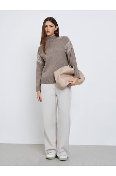 Brown Regular Fit Fair Isle Knit Sweater