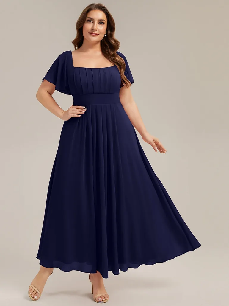 ever AVIEL|Ruched Chiffon Ruffle Sleeve Bridesmaid Dress - 8