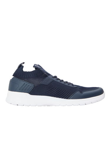 Boss Mens Extreme Leather Low Cut Trainers - Dark Blue