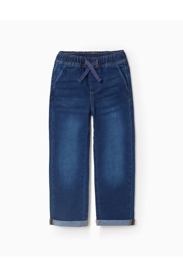 Slim fit jeans with drawstring for boys, dark blue